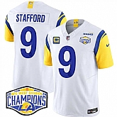Men's Los Angeles Rams #9 Matthew Stafford White 2024 NFC West Champions With 4-Star C Patch F.U.S.E. Vapor Untouchable Stitched Jersey,baseball caps,new era cap wholesale,wholesale hats
